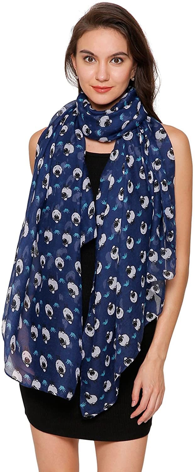 World of Shawls Girls Ladies Little Cartoon Sheep Print Scarf