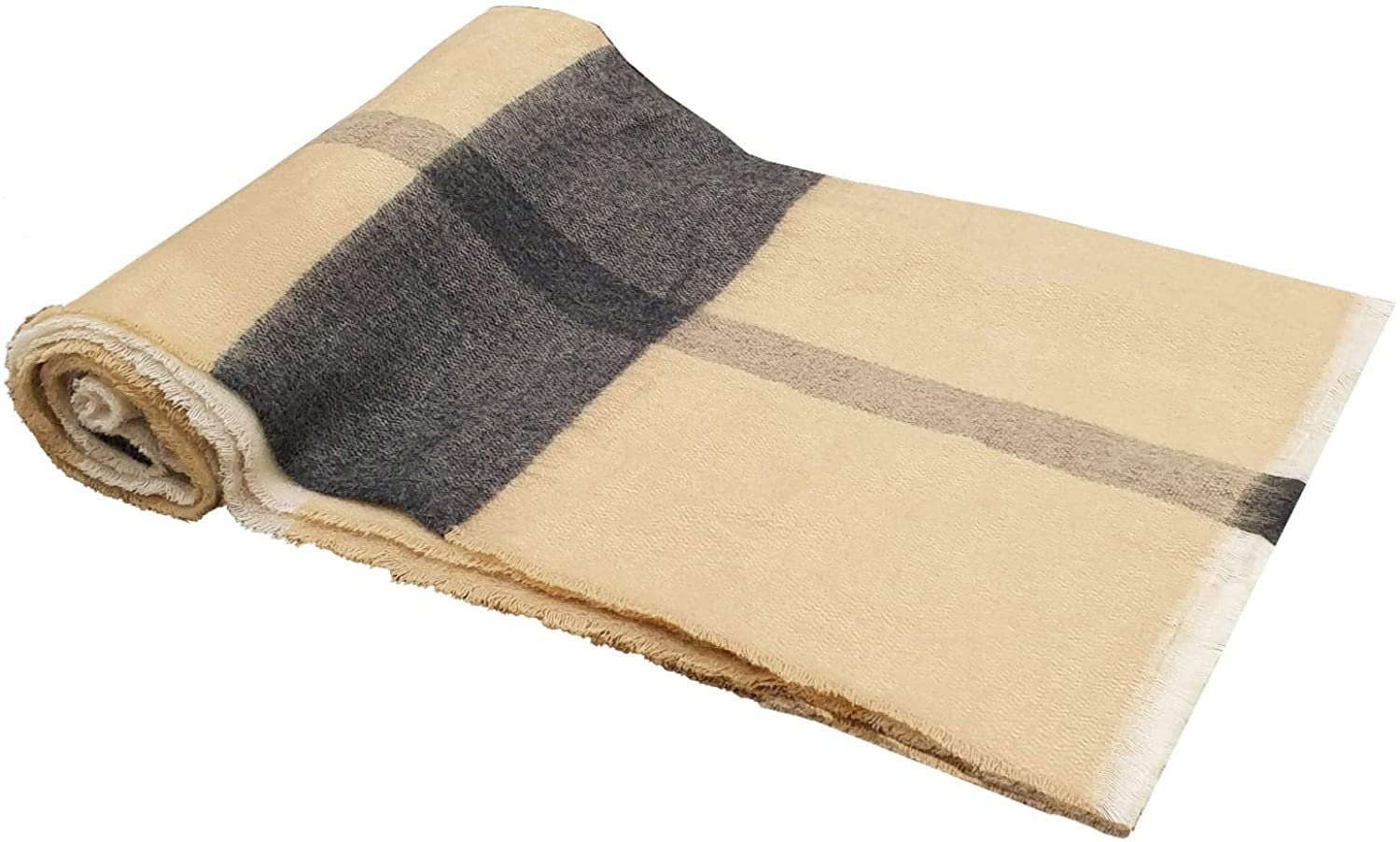 World of Shawls WINTER WARMER Thick Large Plaid Check Design Fashion Scarf Blanket Wrap Unisex (Brown/Black)