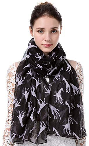 Giraffe Animal Print Women's Scarf Shawl Wrap Gift UK SELLER (Black with White)
