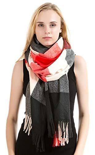 Winter Scarf For Women Ladies With Plaid Block Checkered Tartan Blanket Stylish Wrap Shawl - Colourful Soft And Cozy By World Of Shawls
