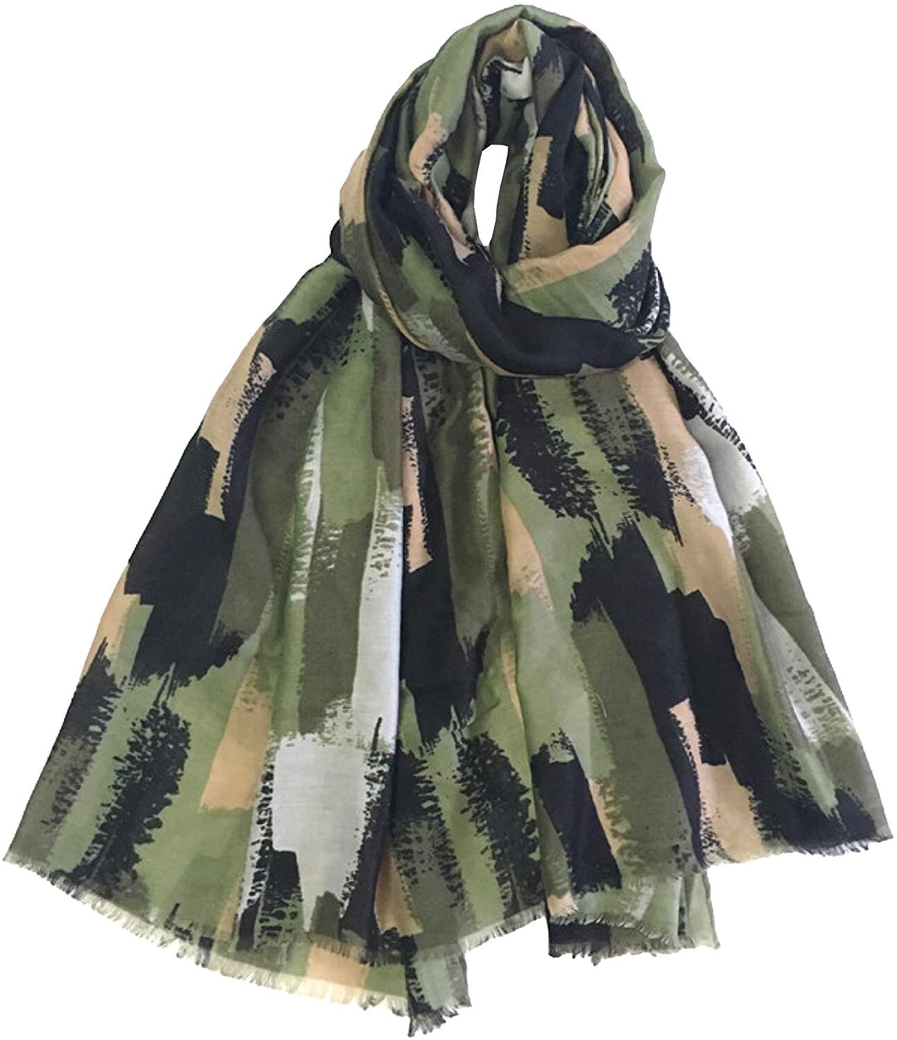 World of Shawls Abstract Brush Stroke Print Scarfs for Women Ladies - Grey Khaki Black Pink Navy Red Silver - Stylish Scarves Shawl Wrap