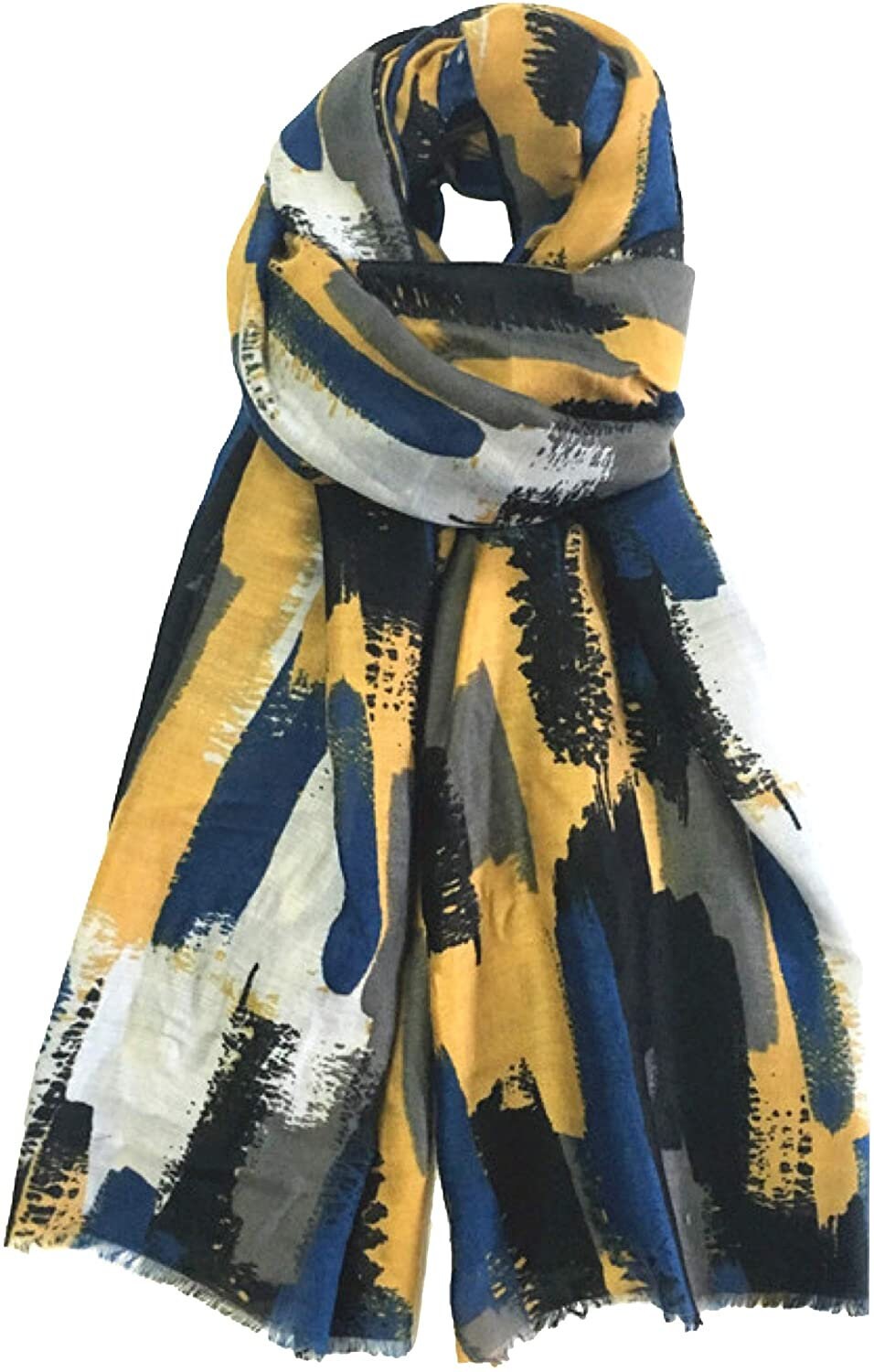 World of Shawls Abstract Brush Stroke Print Scarfs for Women Ladies - Grey Khaki Black Pink Navy Red Silver - Stylish Scarves Shawl Wrap