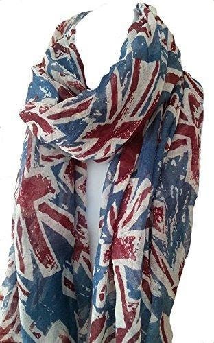 Uk Flag Print Scarf Union Jack London Fashion Denim Blue Fashion Scarf