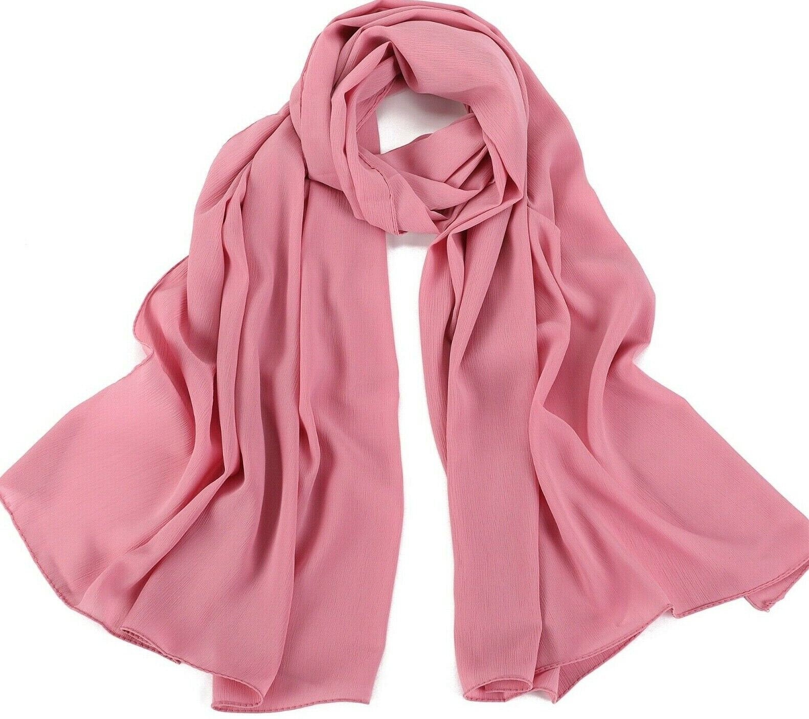 Fashion Ribbed Chiffon Crepe Scarf Hijab for Women Shawls Pleated Effect