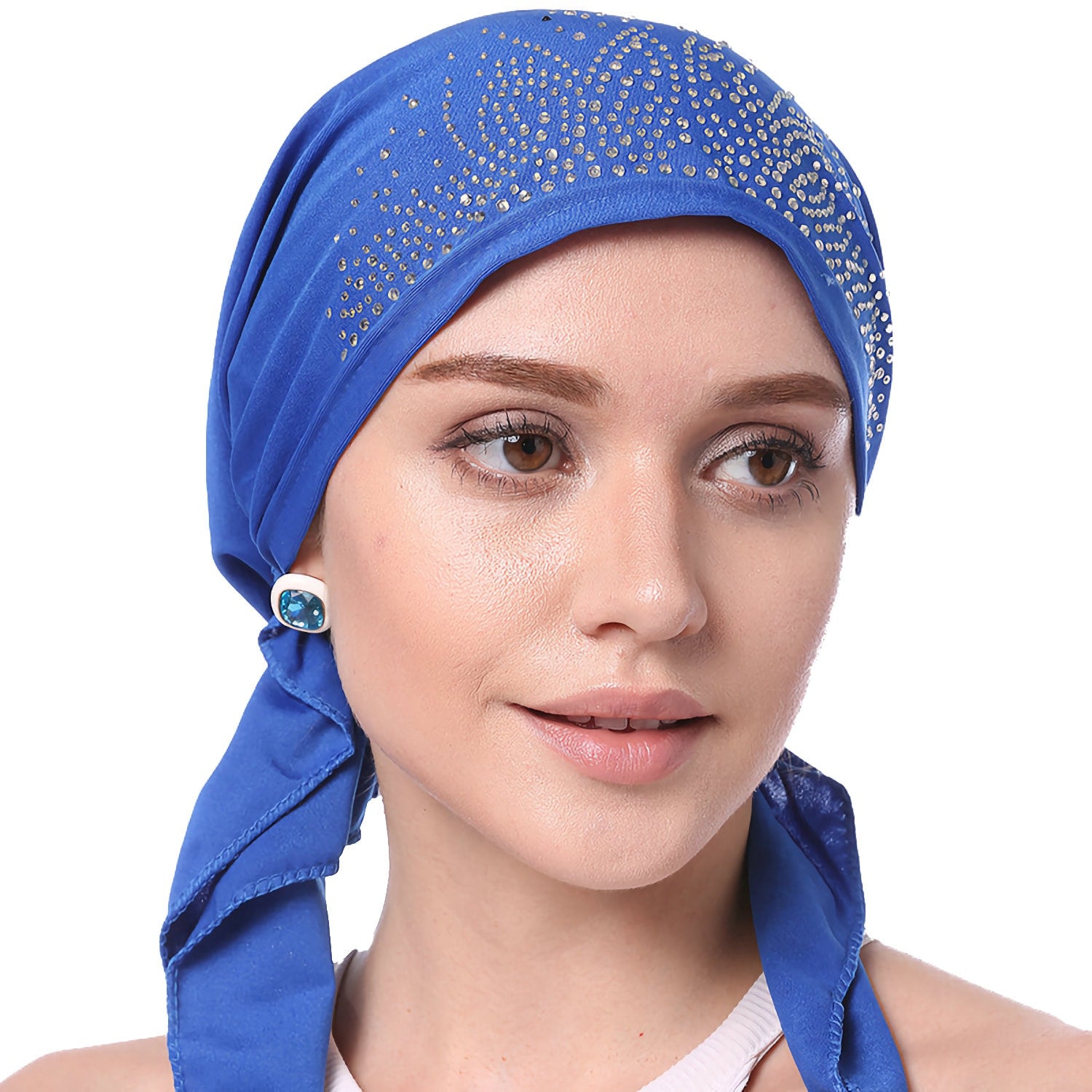 Chemo Hat Stretchy Crystal Pleated Beanie Bandana Turban Cap Skull Cap Ethnic Head Wrap Hat Headscarf Hair Loss