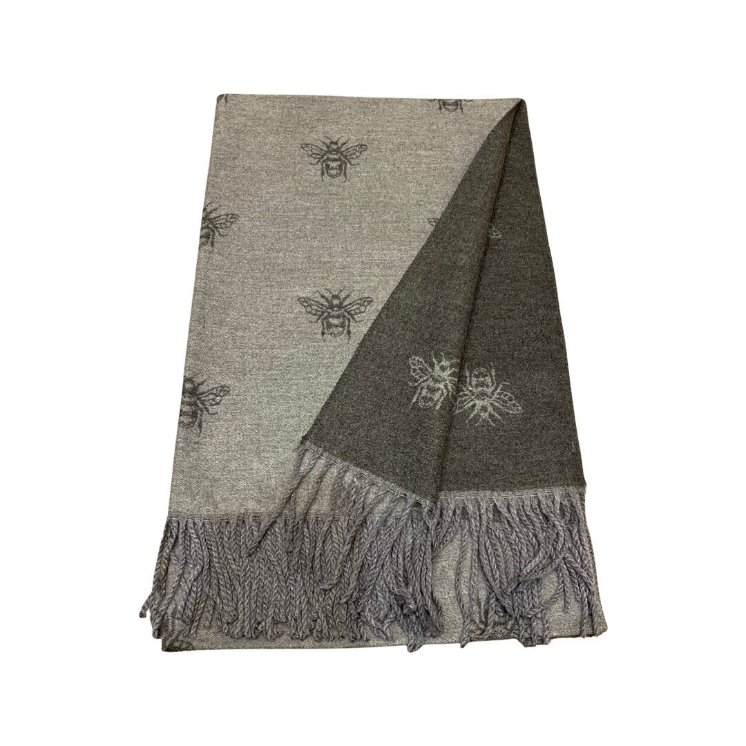 WINTER WARMER Reversible Thick Long Bumble Bee Print Fashion Scarf Blanket Wrap