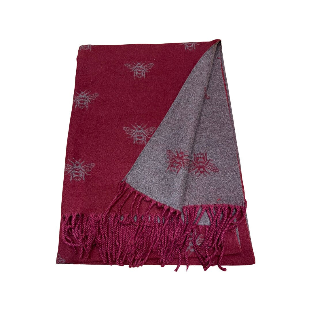 WINTER WARMER Reversible Thick Long Bumble Bee Print Fashion Scarf Blanket Wrap