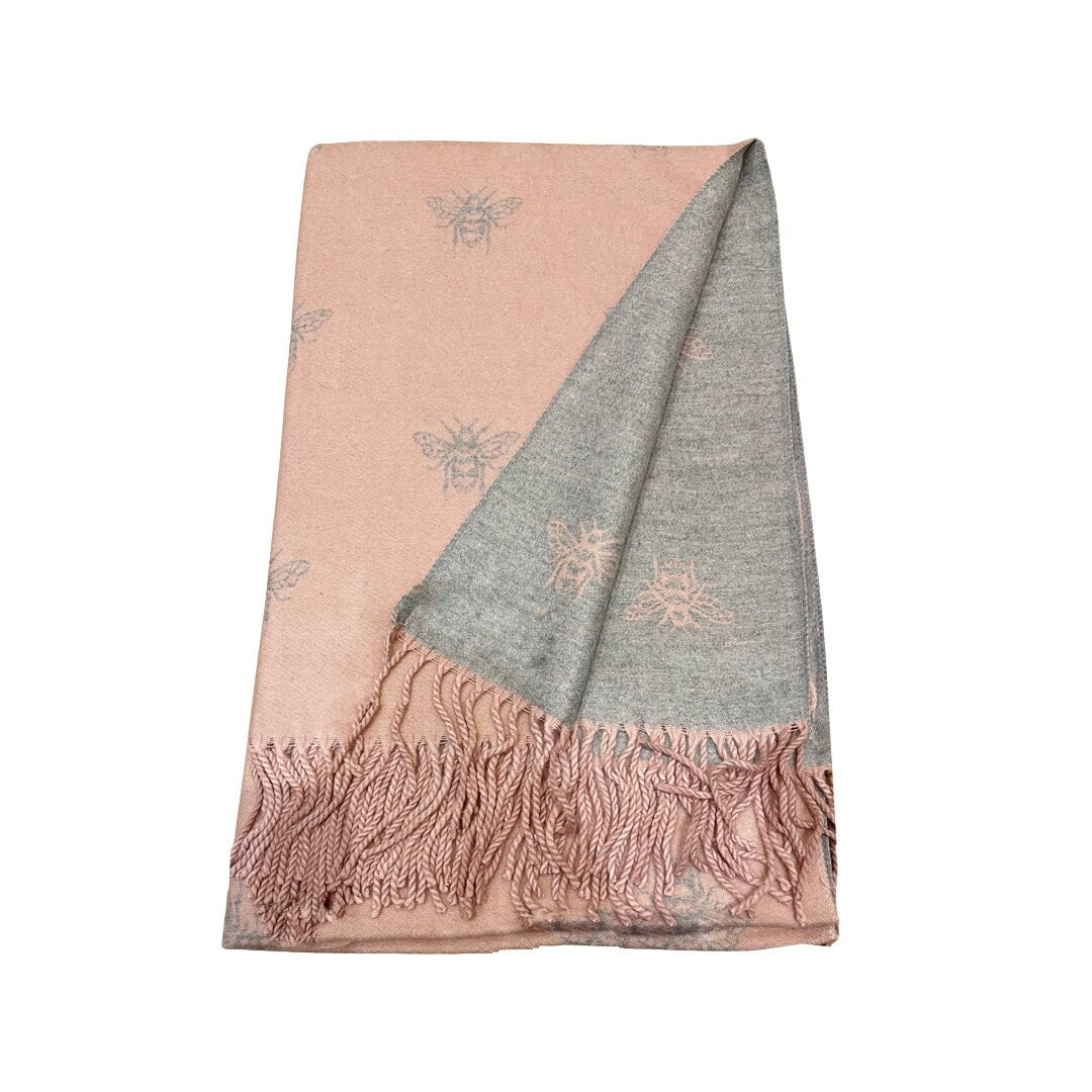 WINTER WARMER Reversible Thick Long Bumble Bee Print Fashion Scarf Blanket Wrap
