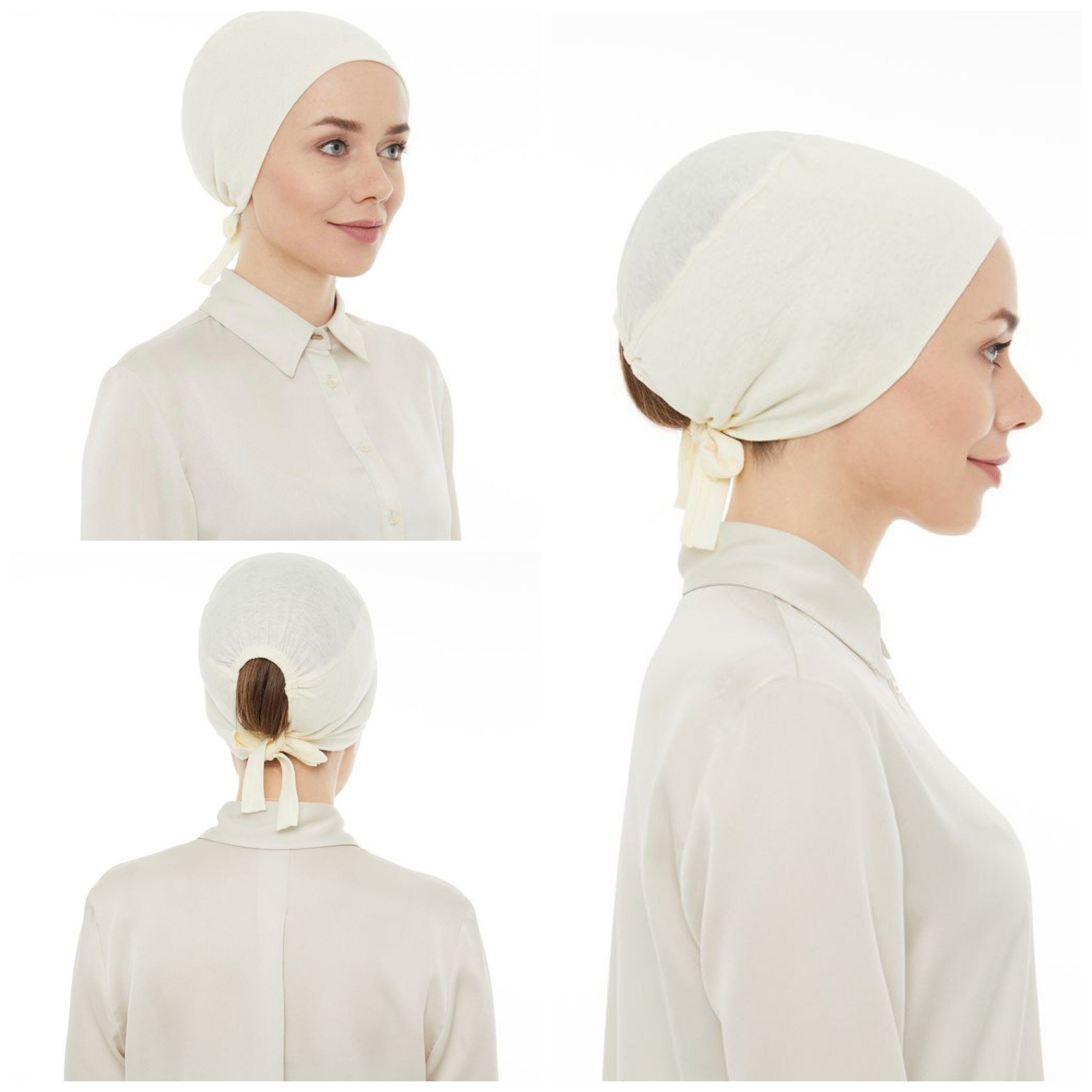 Women Hair Loss - Cancer Slip-On Headwear Turbans Hats Cap with Tie Back, giving you full coverage of your head Hijab