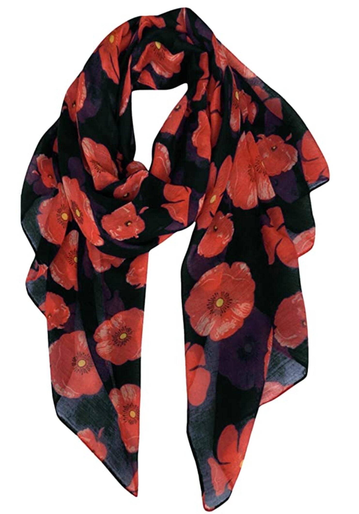 Colorful Poppy Scarf - Abundant Poppies Adorn This Lovely Scarf