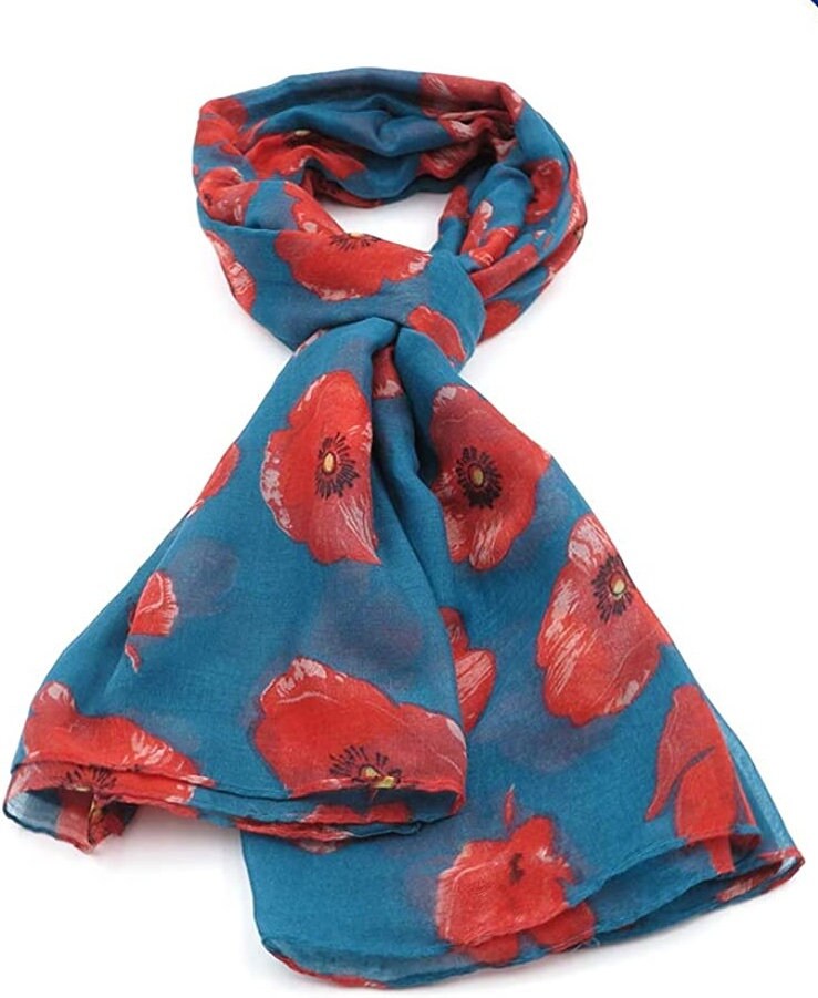 Colorful Poppy Scarf - Abundant Poppies Adorn This Lovely Scarf