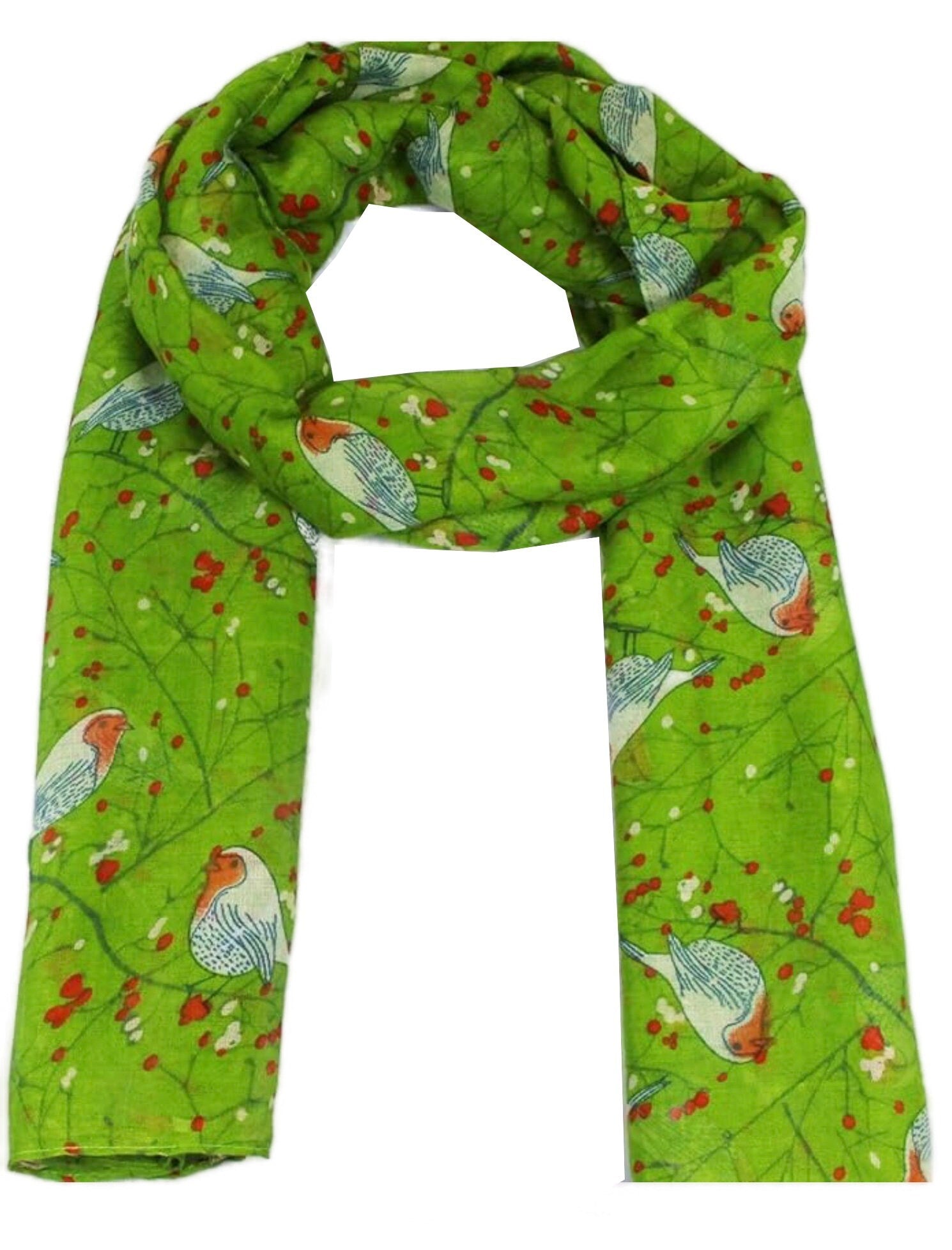 Ladies Women's Fashion New Robin Print Long Scarves Floral Neck Scarf Shawl Wrap
