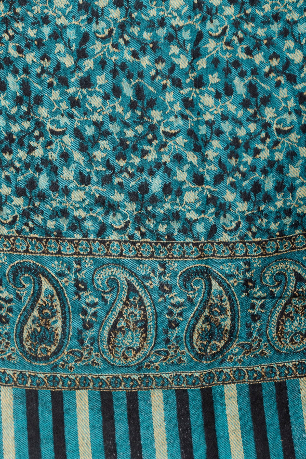 Green / Gold Reversible Paisley Design Shawl Big Size High-Quality Yak Wool Blend Scarf, Wrap, and Blanket - Ideal Xmas Gift