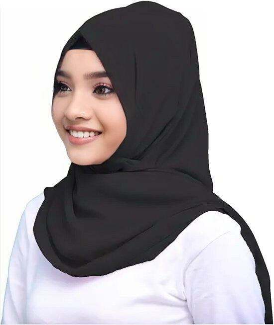 Black Ladies Girls Hijab Jersey Scarf Wrap Stole Warm Soft Stretchy