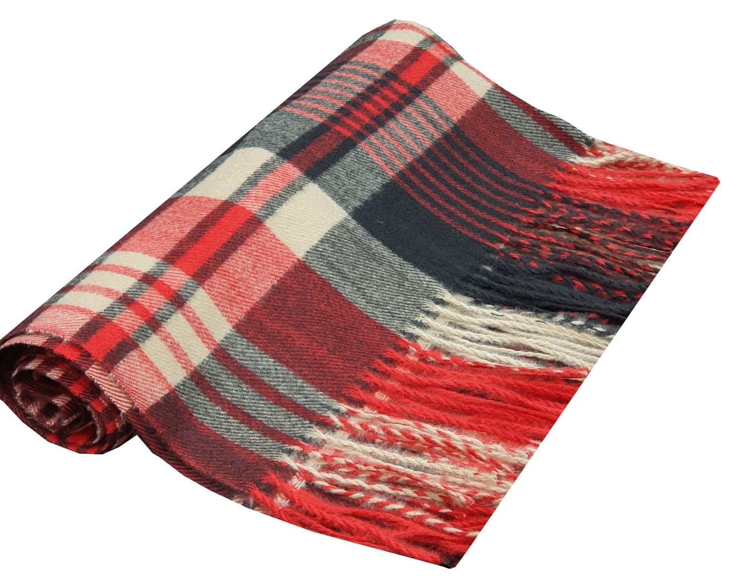 Black/Red Plaid Check Tartan Like Winter Scarf Wrap Blanket Shawl Warm Soft Cosy UNISEX