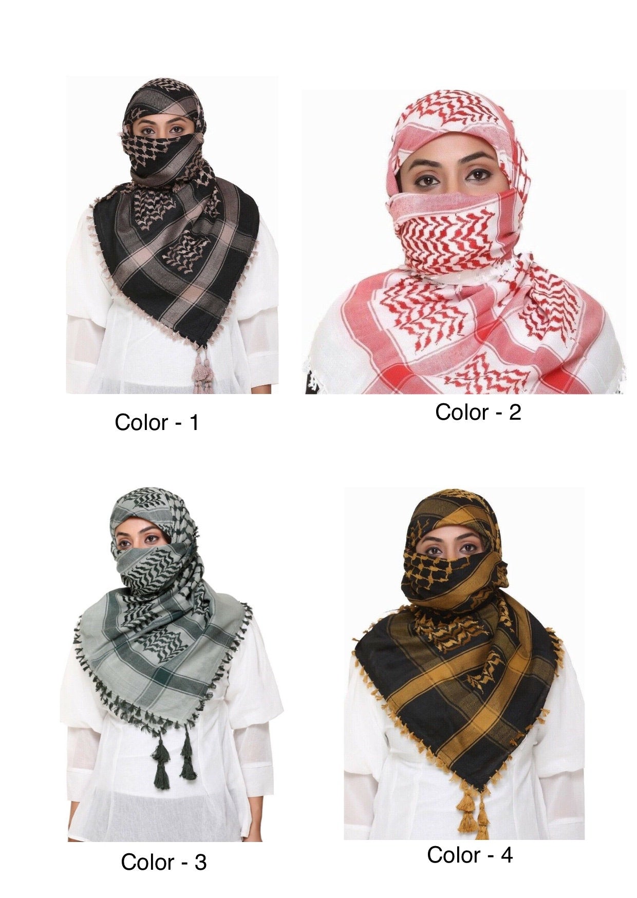 Scarf Military Shemagh Desert Palestinian Arafat Tactical Desert Keffiyeh Head Neck Cotton Arab Wrap with Tassel