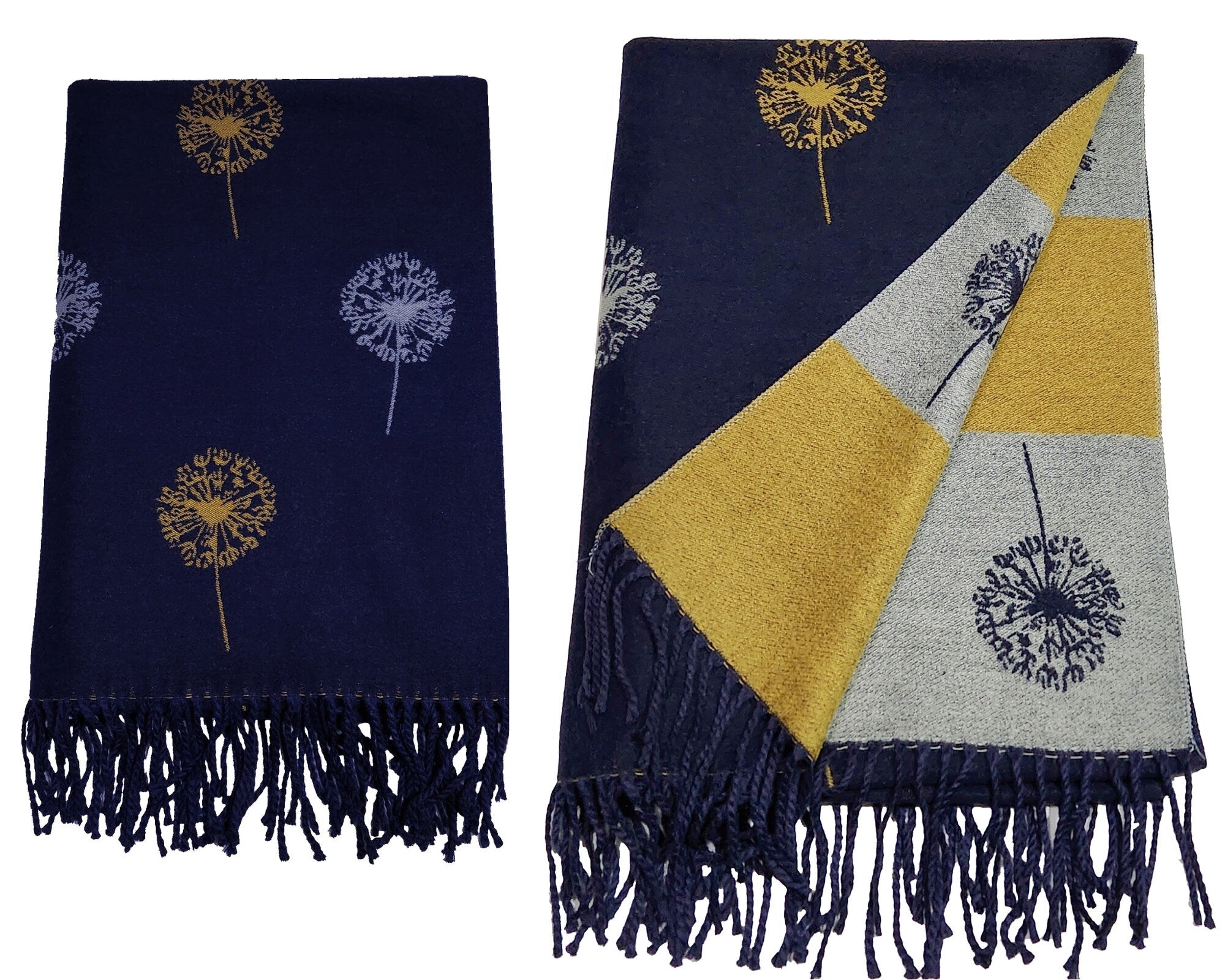 WINTER WARMER Reversible Thick Long Dandelion Print Fashion Scarf Blanket Shawl Wrap