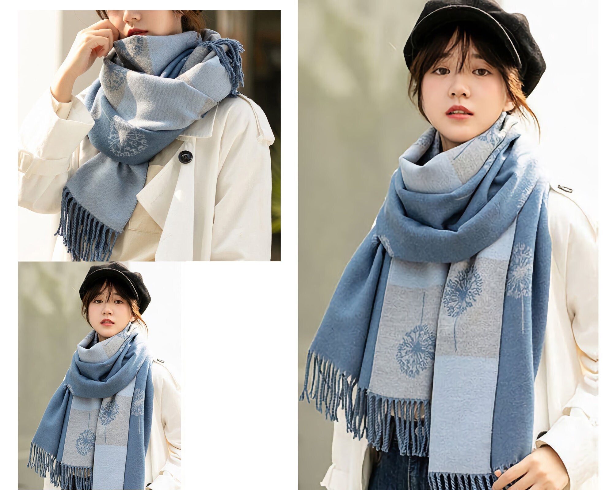 WINTER WARMER Reversible Thick Long Dandelion Print Fashion Scarf Blanket Shawl Wrap