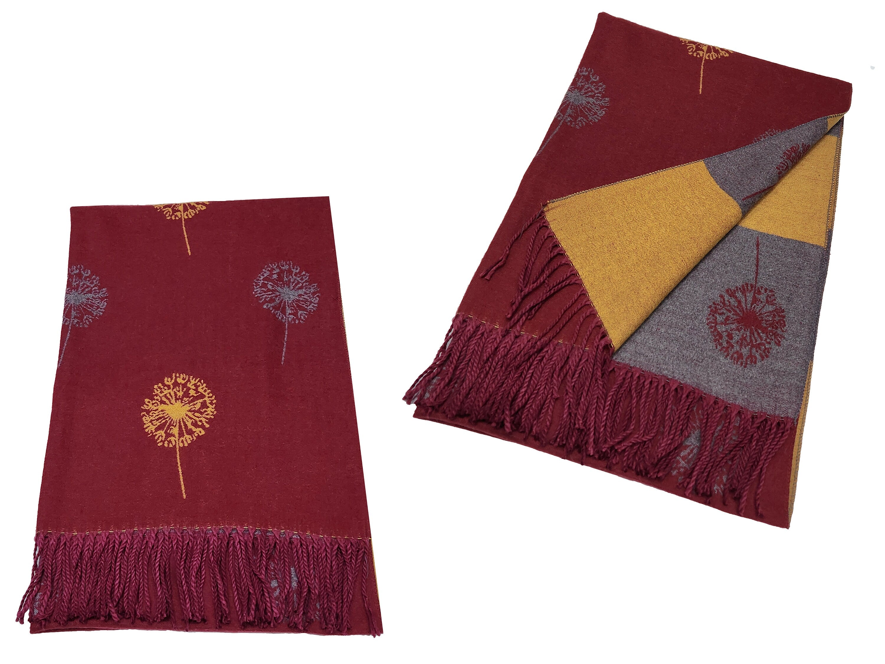 WINTER WARMER Reversible Thick Long Dandelion Print Fashion Scarf Blanket Shawl Wrap