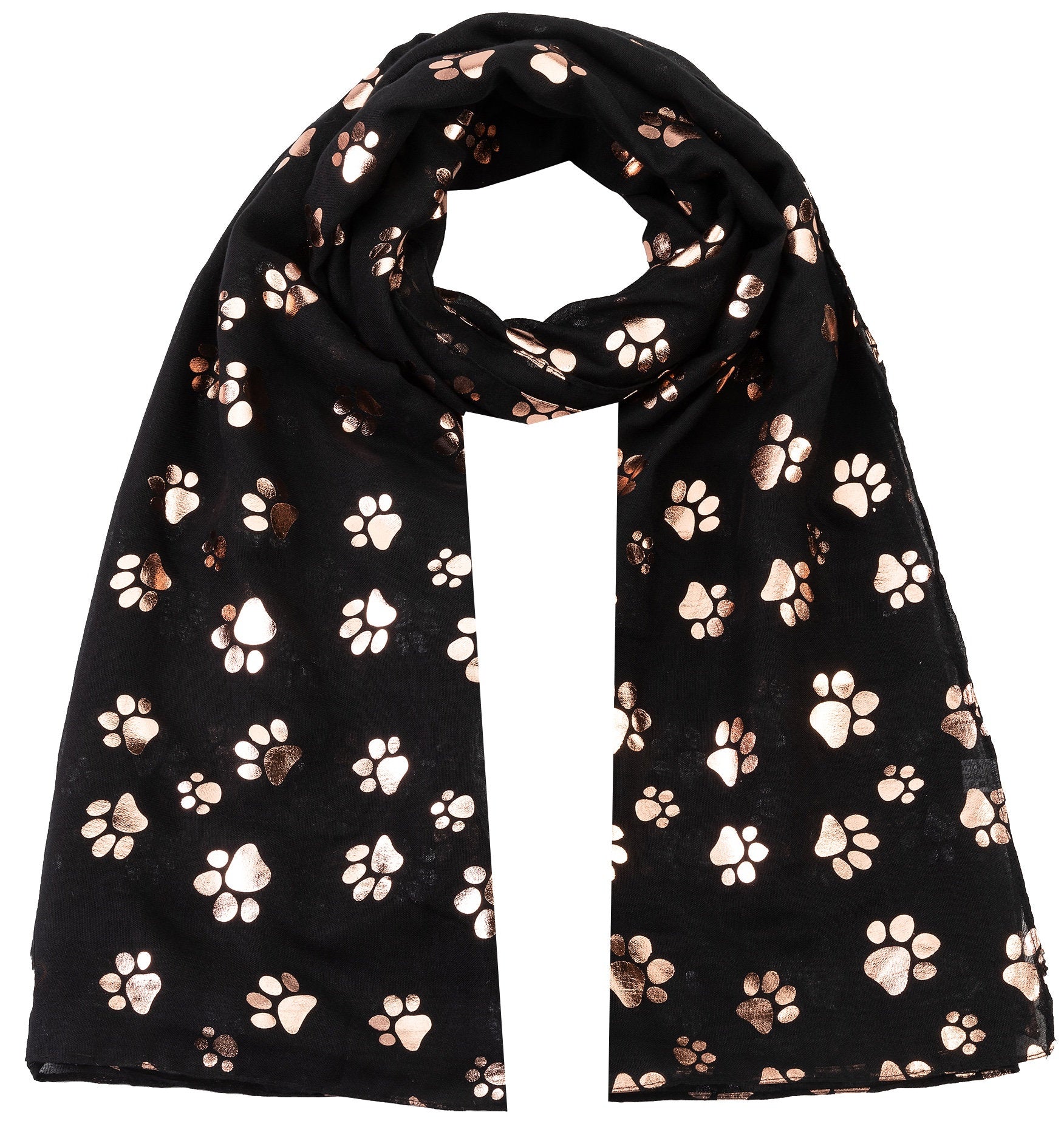 Rose Gold Foiled Animal Dogs Paw Print Scarf Wraps Shawl Scarves