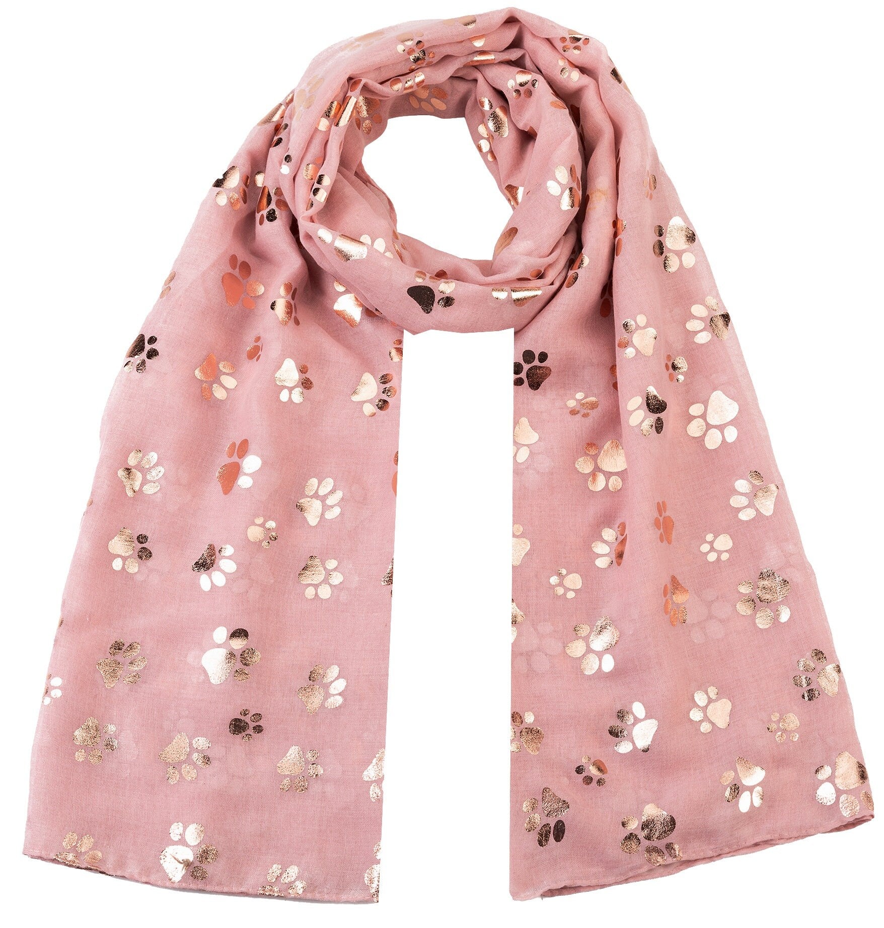 Rose Gold Foiled Animal Dogs Paw Print Scarf Wraps Shawl Scarves