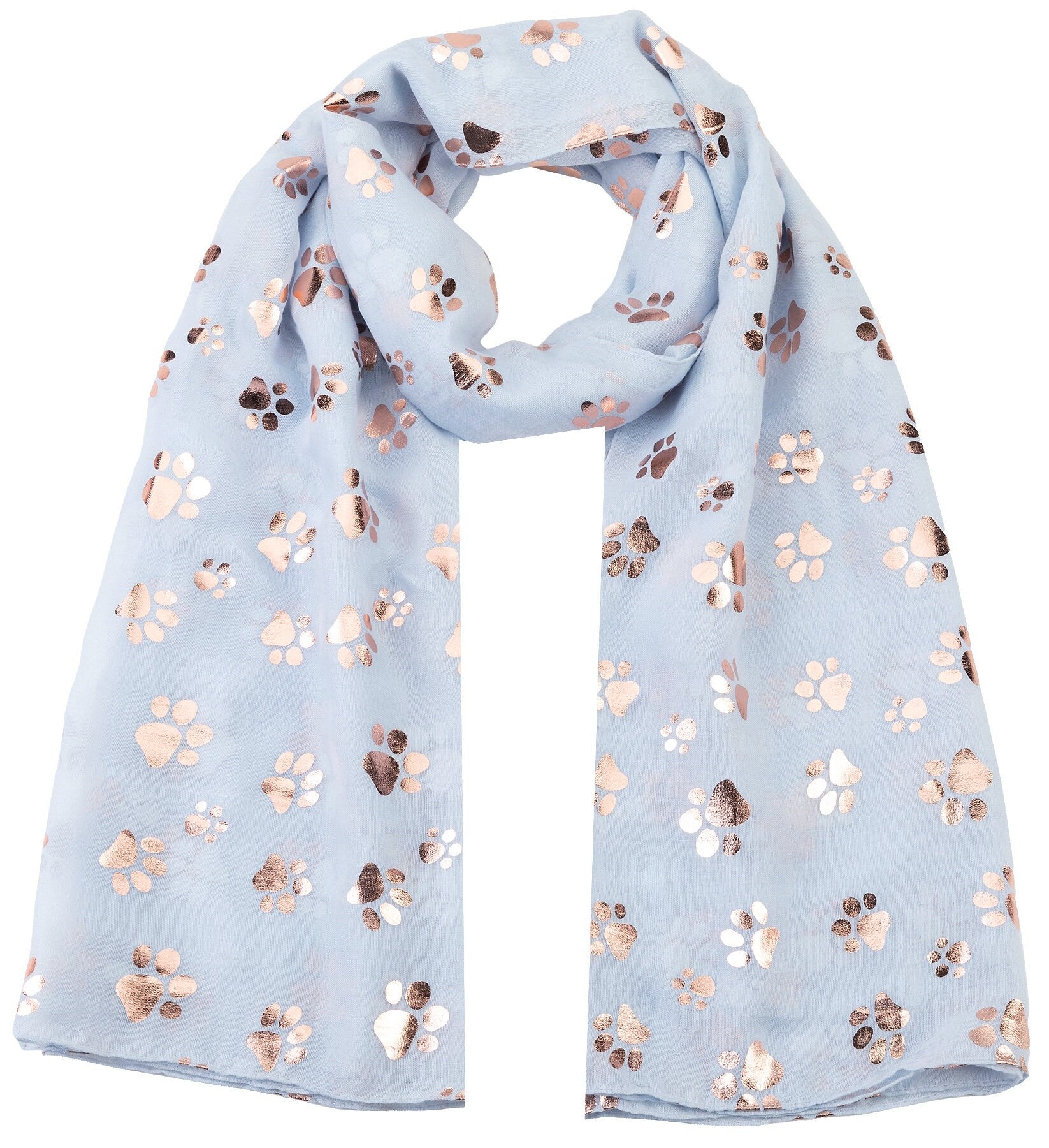 Rose Gold Foiled Animal Dogs Paw Print Scarf Wraps Shawl Scarves