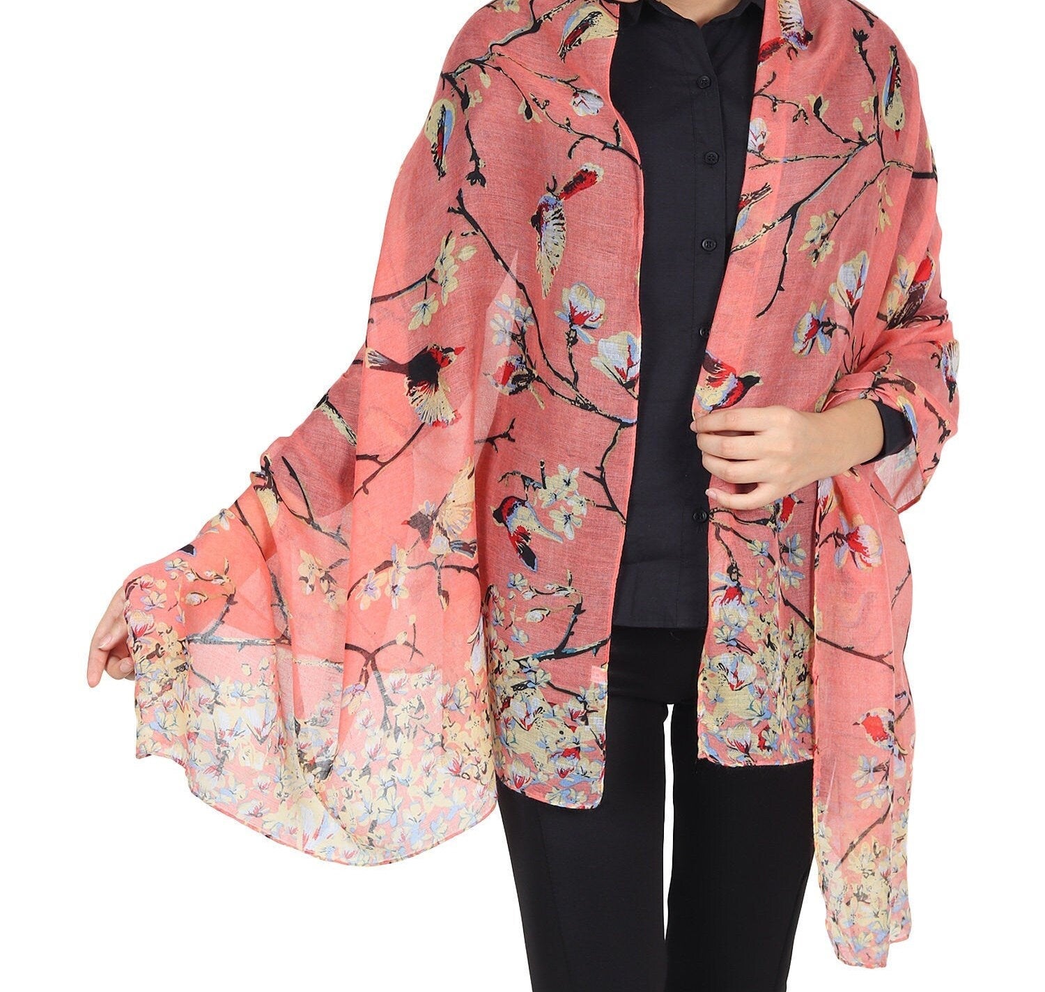 Stunning Robin Bird Design Ideal Gift Girls Women Ladies Scarf Scarves Wrap Shawl