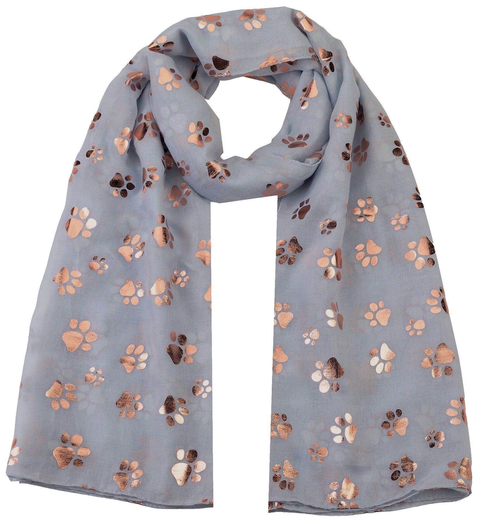 Rose Gold Foiled Animal Dogs Paw Print Scarf Wraps Shawl Scarves