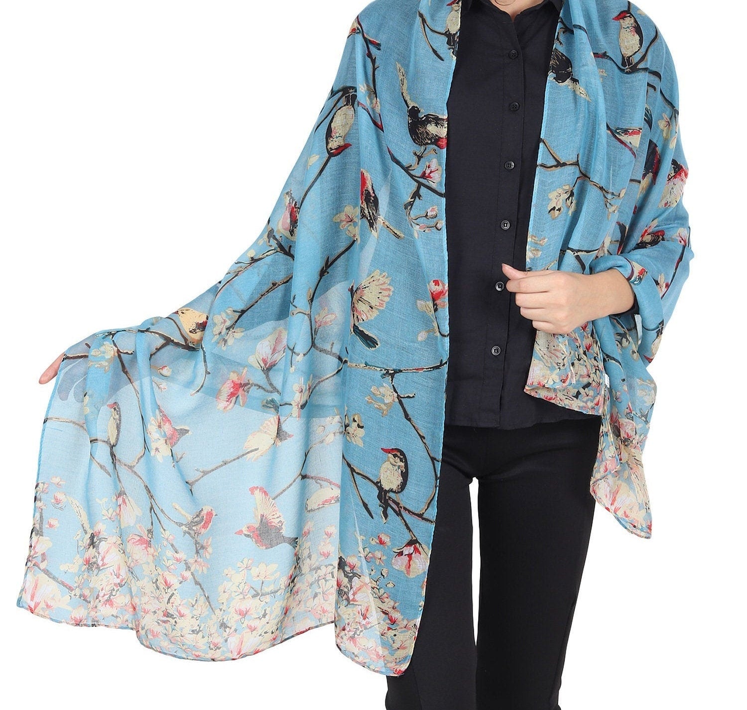 Stunning Robin Bird Design Ideal Gift Girls Women Ladies Scarf Scarves Wrap Shawl