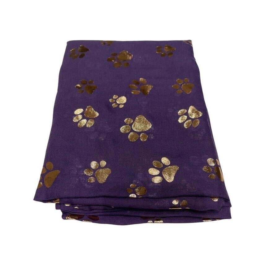 Rose Gold Foiled Animal Dogs Paw Print Scarf Wraps Shawl Scarves