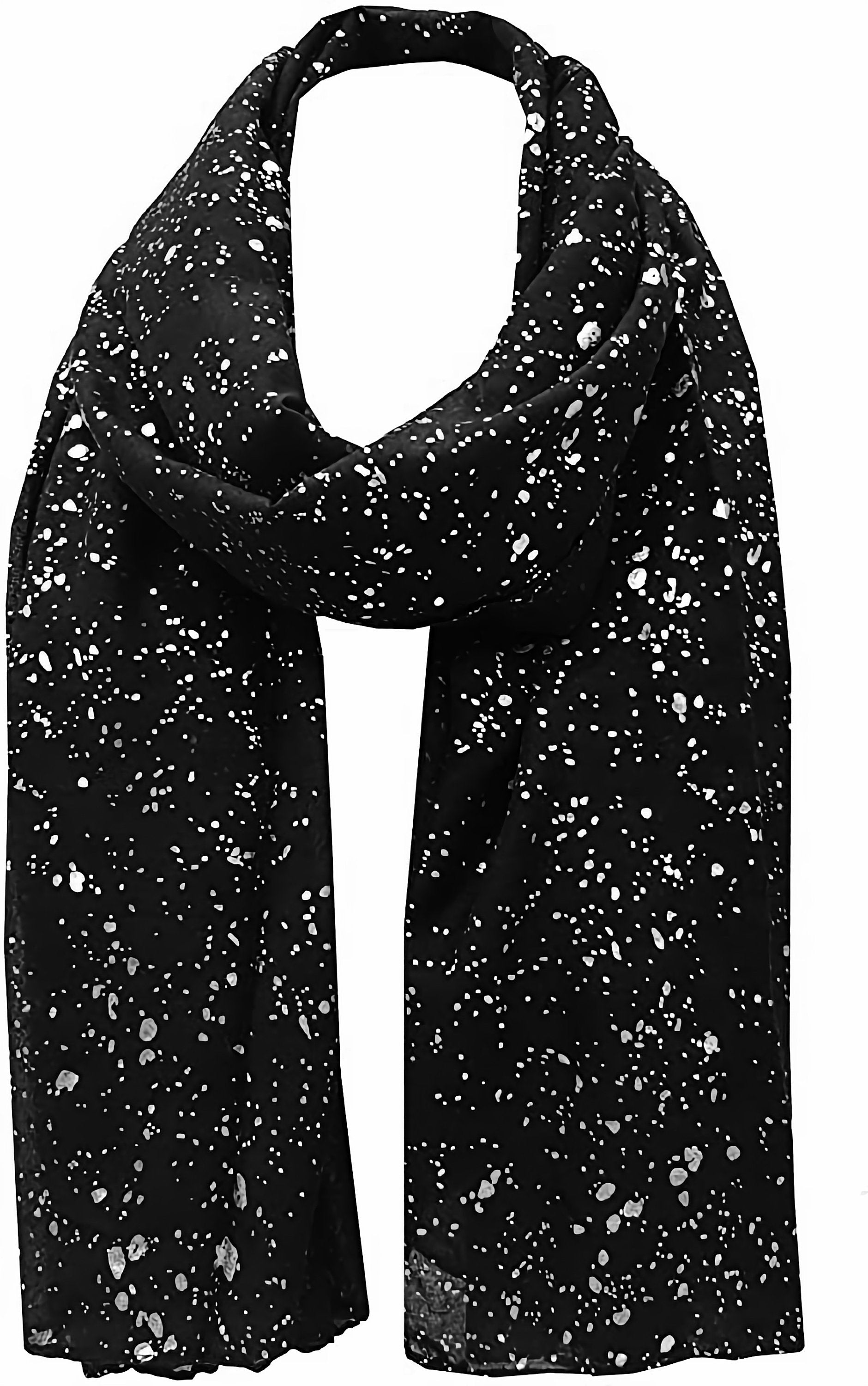 Elegant Sparkle Scarf with SILVER Metallic Foil Print Classy Ritzy Scarves Wrap Shawl Ideal Gift