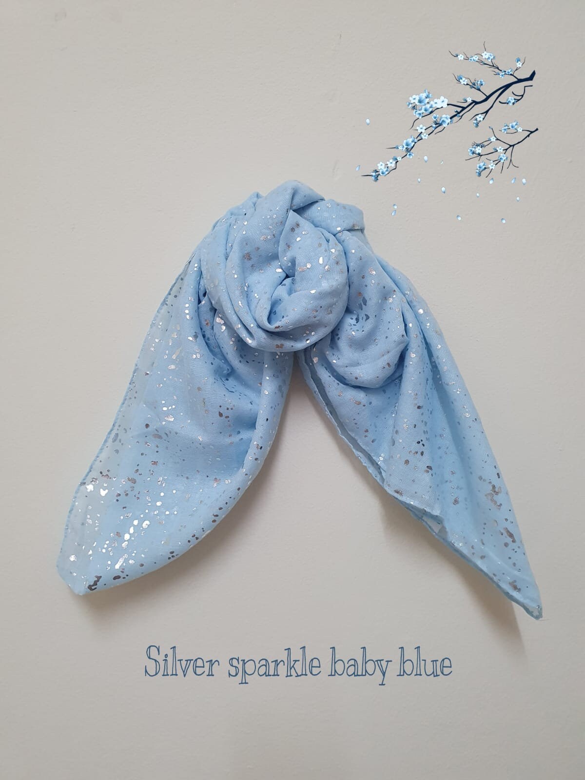 Elegant Sparkle Scarf with SILVER Metallic Foil Print Classy Ritzy Scarves Wrap Shawl Ideal Gift