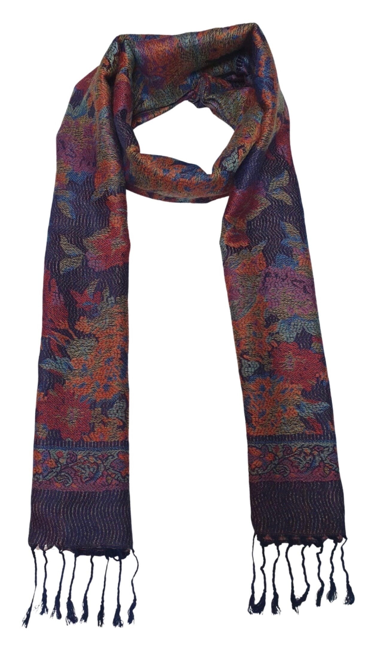 Mosaic Weave Luxurious Reversible/Two Sided Print Self Embossed Pashmina Feel Wrap Scarf Stole Scarves Shawl Style - Soft and Wrap