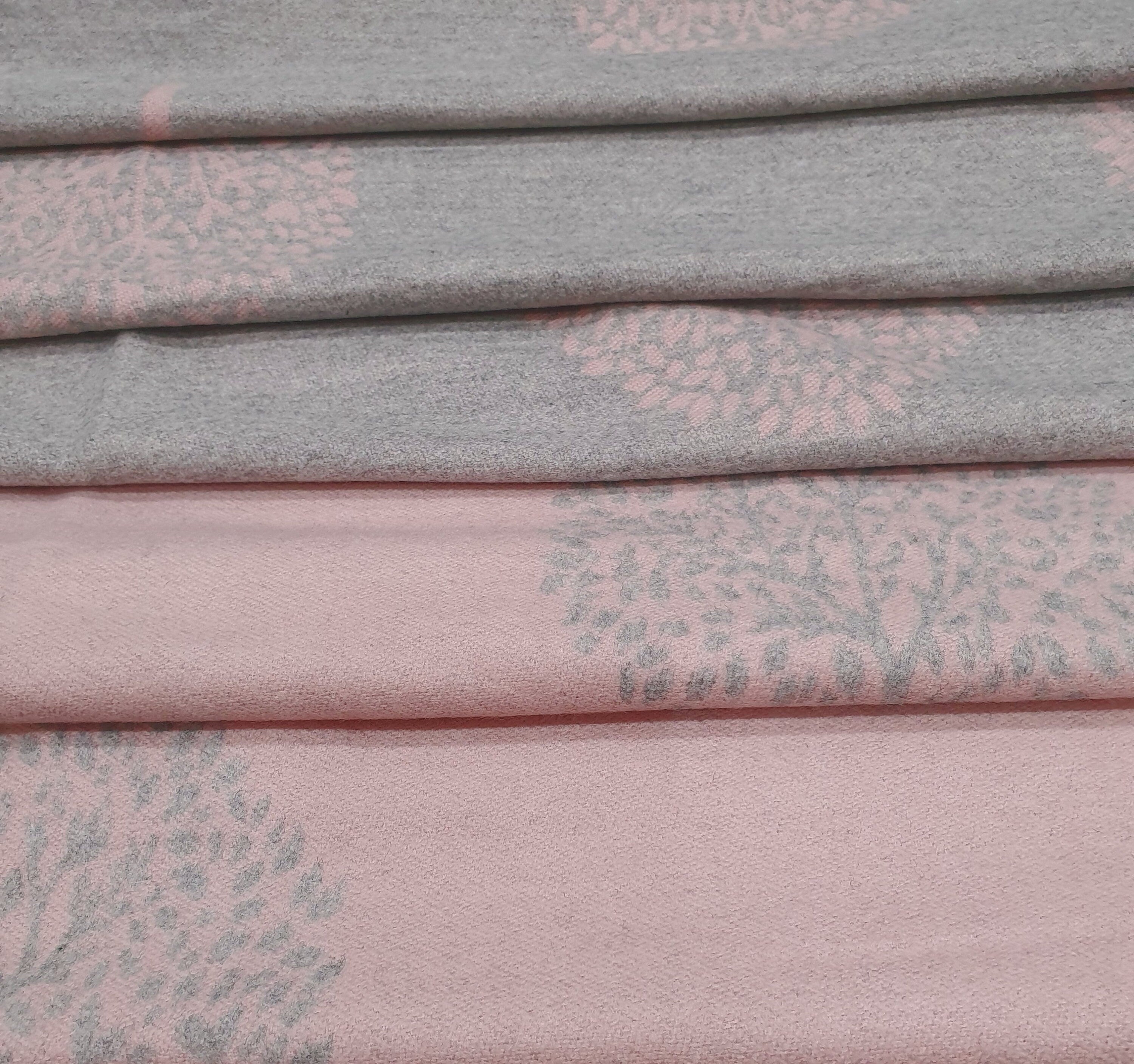 Thick Reversible Mulberry Design Winter Scarf Wrap Blanket Shawl Warm Soft Cosy - BABY PINK / SILVER
