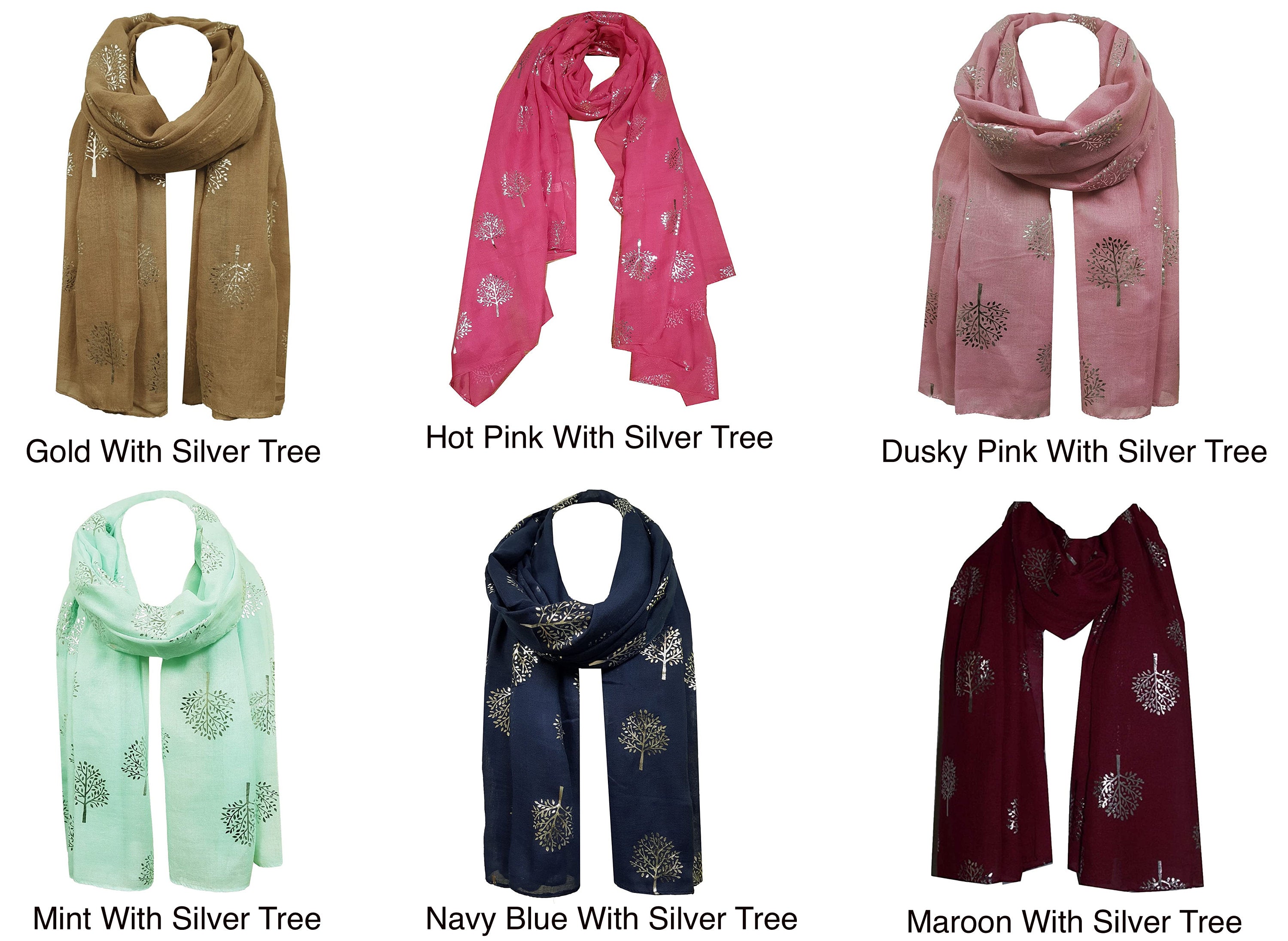 Foil Mulberry Tree Print Fashion Scarf Wrap Glitter Scarves Gift for her