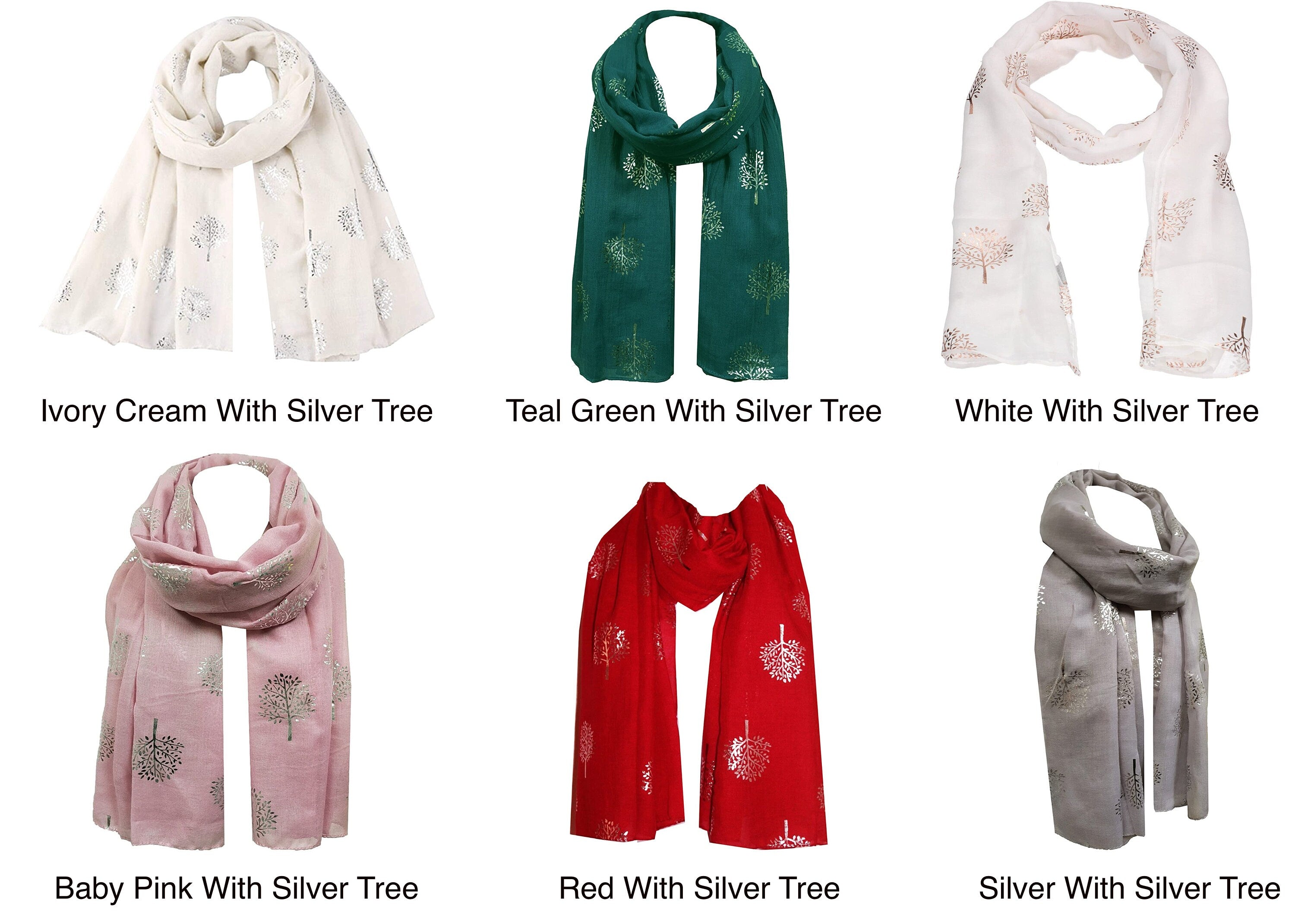 Foil Mulberry Tree Print Fashion Scarf Wrap Glitter Scarves Gift for her