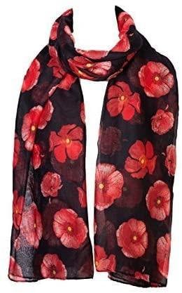 Poppy Flower Colourful Big Size Soft light Weight Remembrance Day  Scarf Sarong for ladies women girls perfect gift
