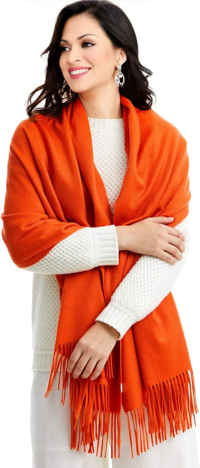 Burnt Orange Winter Warm Cashmere Feel Wrap Blanket Shawl Scarf Warm Soft Cozy