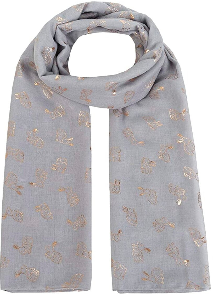 New Sparkling Bunny Rabbit Print Ladies Celebrity Style Scarves Maxi, Scarf, Wrap, Sarong, Shawls