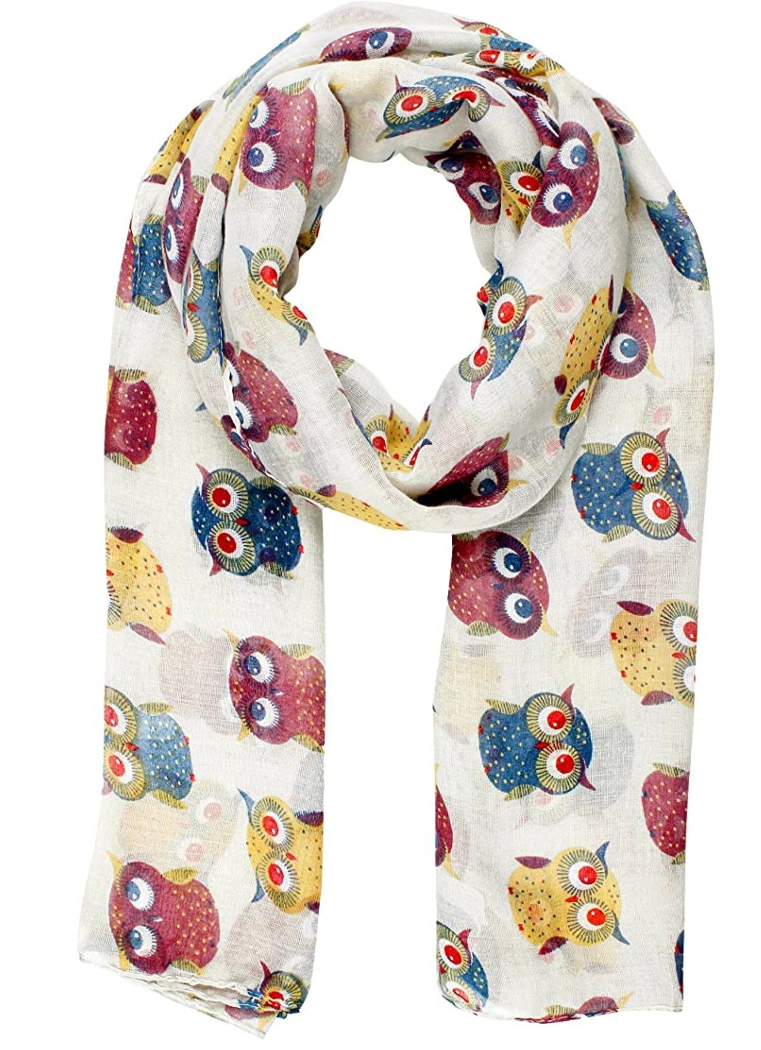 Ladies Owl Print Long Scarf Neck Scarves Winter Gifts Christmas