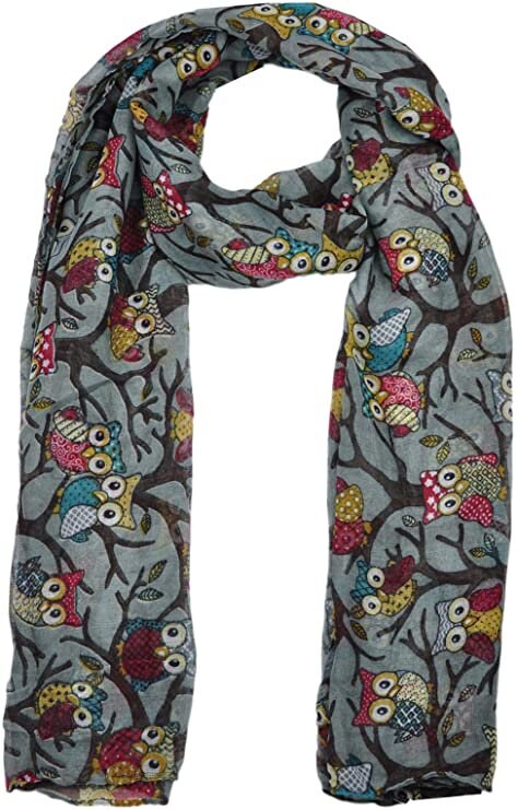 Ladies Owl Print Long Scarf Neck Scarves Winter Gifts Christmas