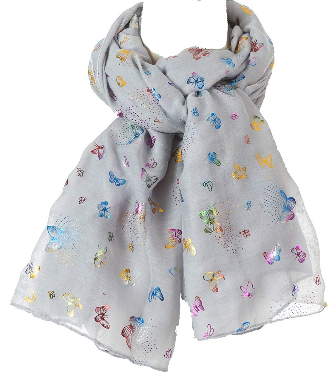 New Multi Colour Glitter Butterfly Print Ladies Celebrity Style Scarves Maxi, Scarf, Wrap, Sarong, shawls