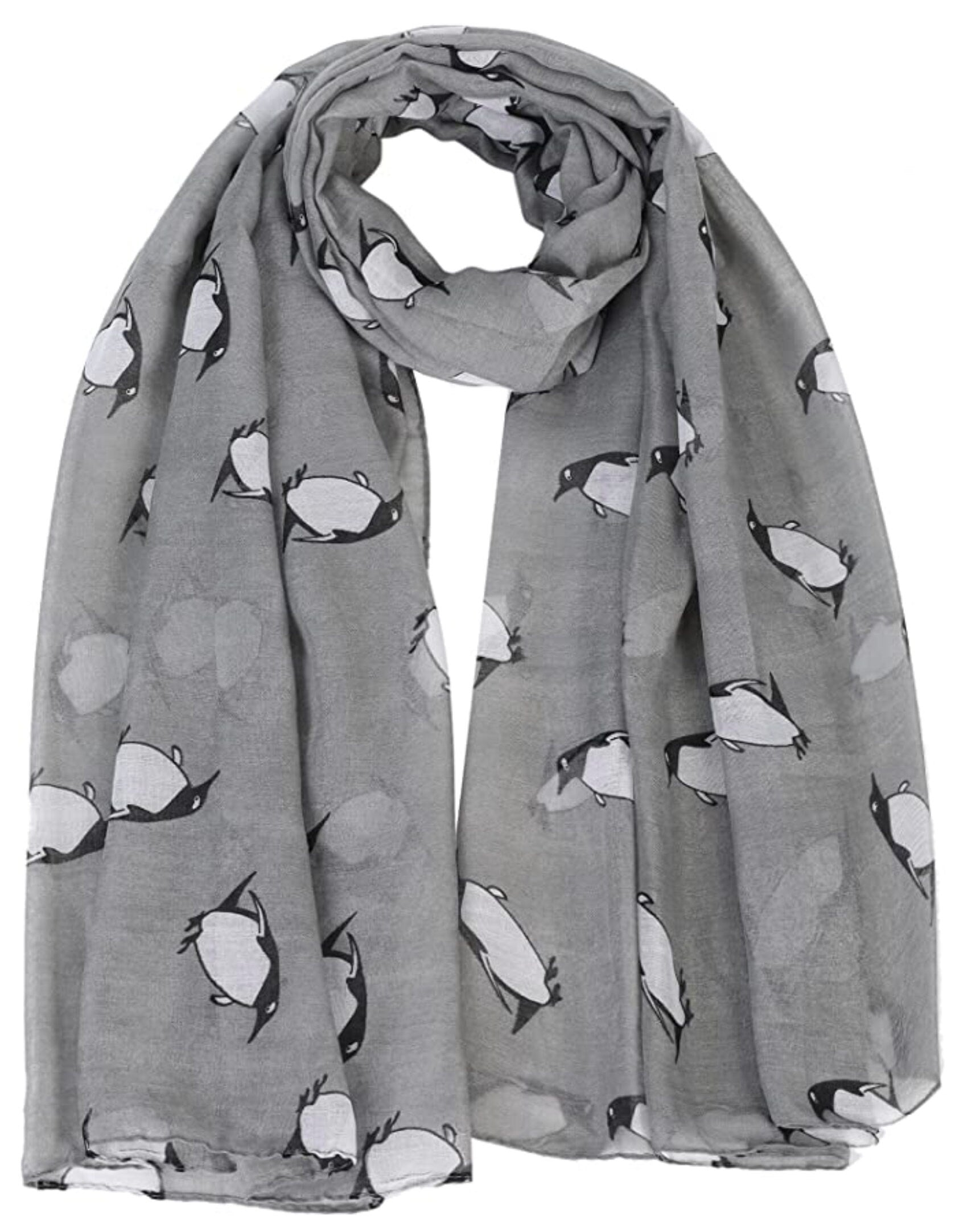 Cute Penguin Print Scarf Wrap Lightweight Large Size