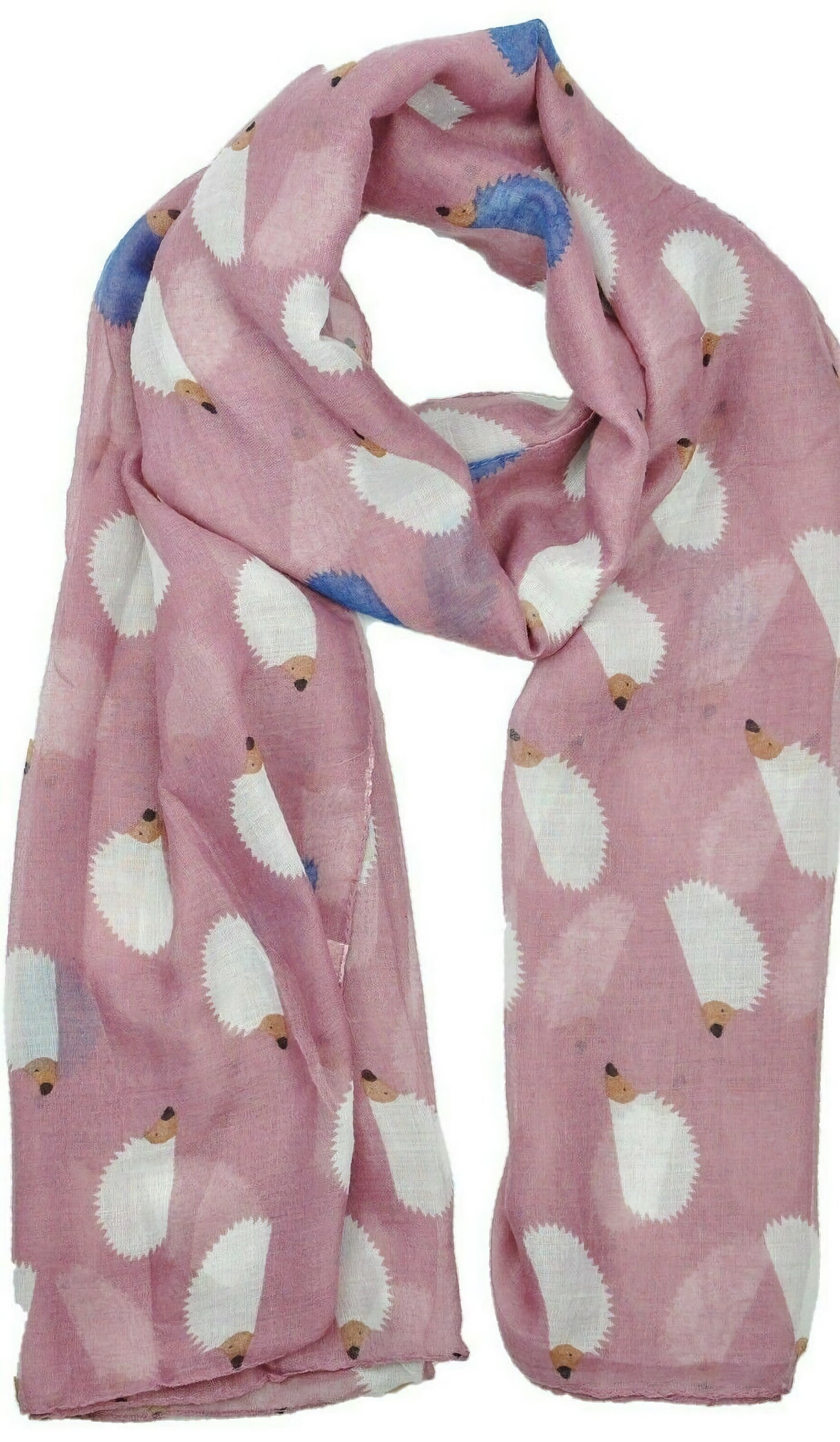 Hedgehog Print Scarf Wrap Big Size Available In Navy, Black, Dusty Pink, White And Grey Colour