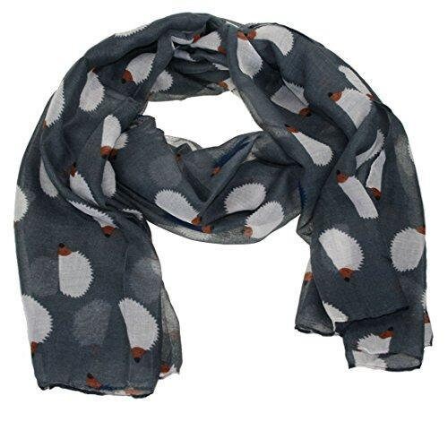 Hedgehog Print Scarf Wrap Big Size Available In Navy, Black, Dusty Pink, White And Grey Colour