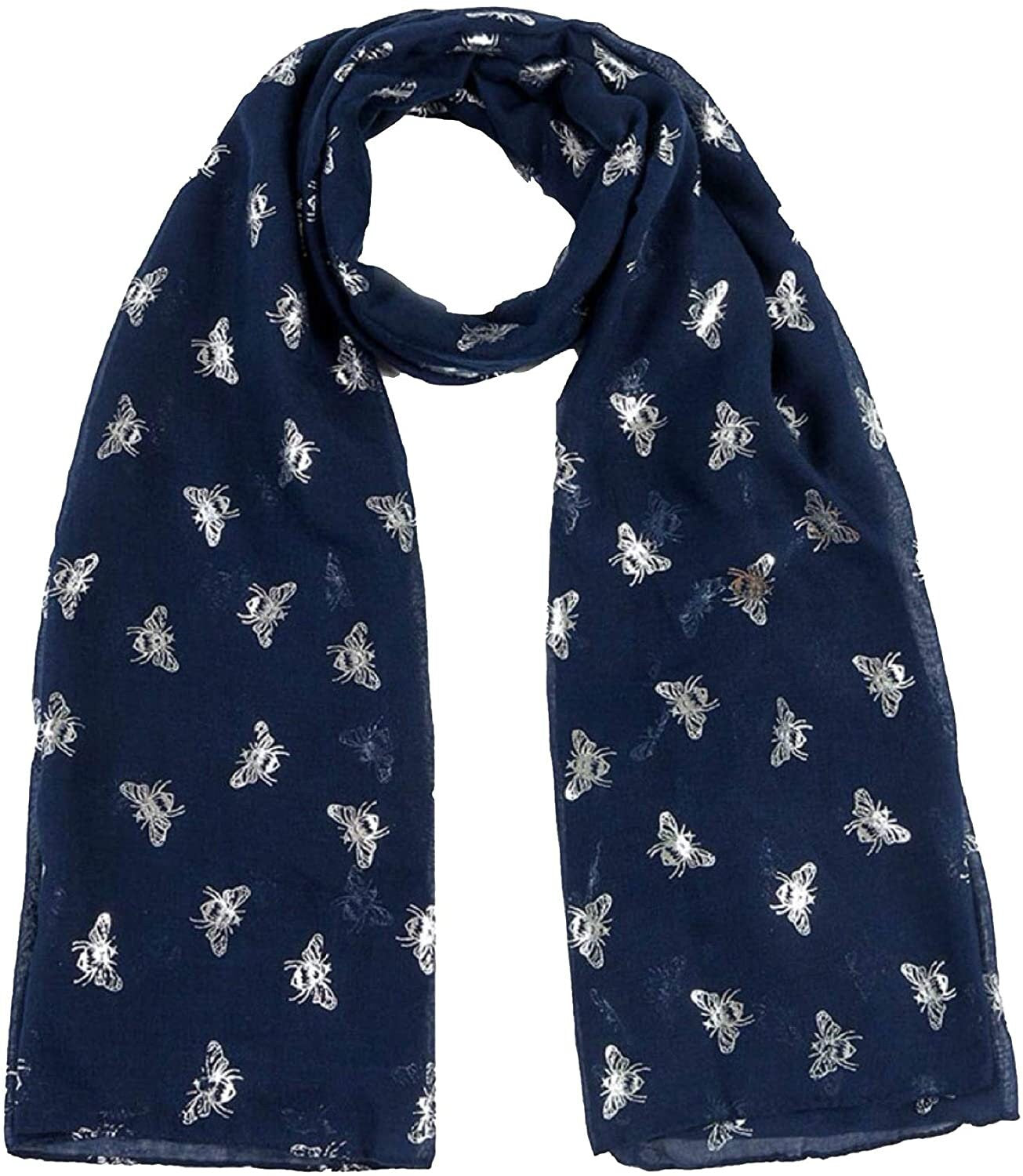 Ladies Girls Women's Glitter Bumble Bees Scarves Wraps Shawl Soft Scarf