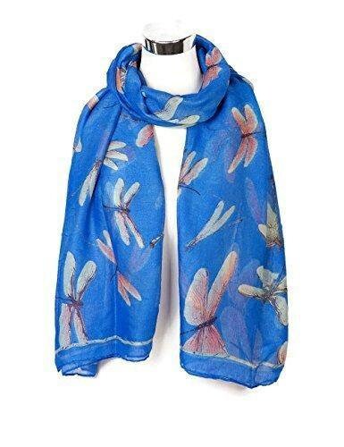 Charming Ladies Women's Dragonfly Print Scarf Shawl Wrap Neck-wrap Sarong Royal Blue