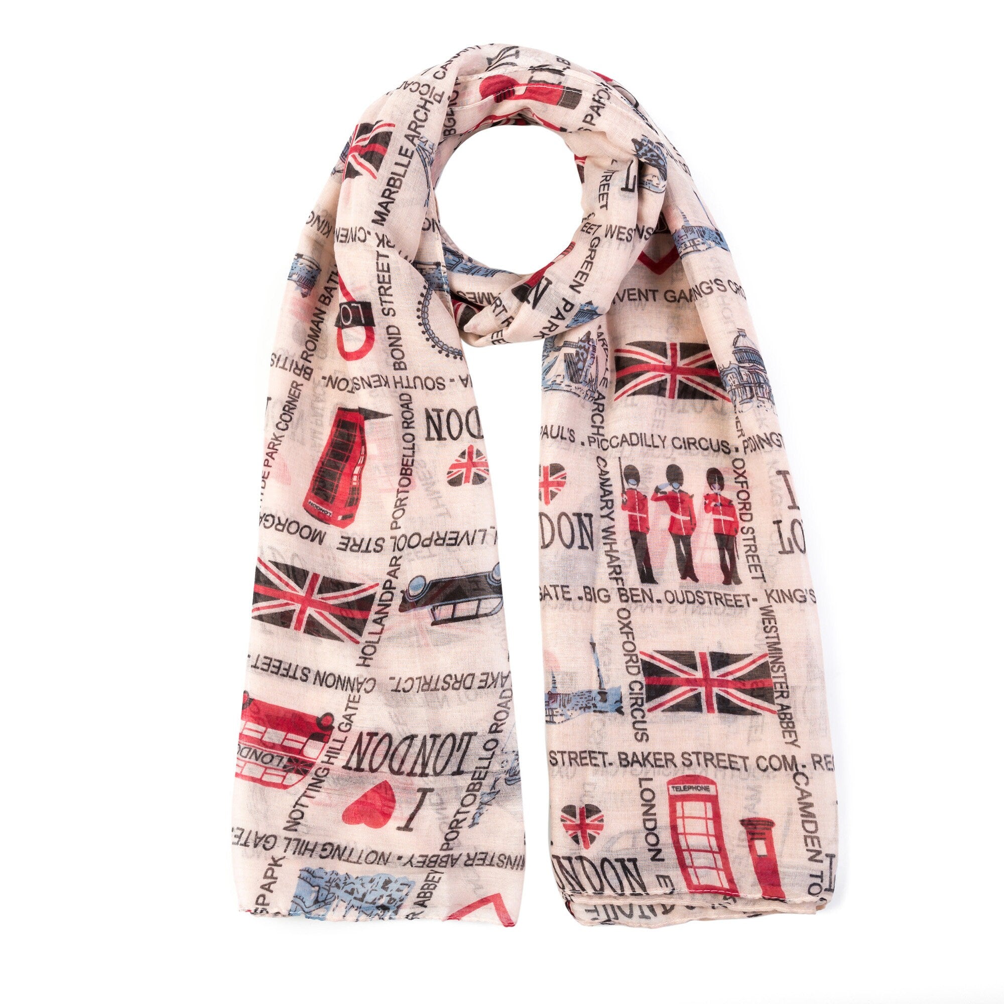 London Icon Street I Love London With British Flag Souvenir Scarves