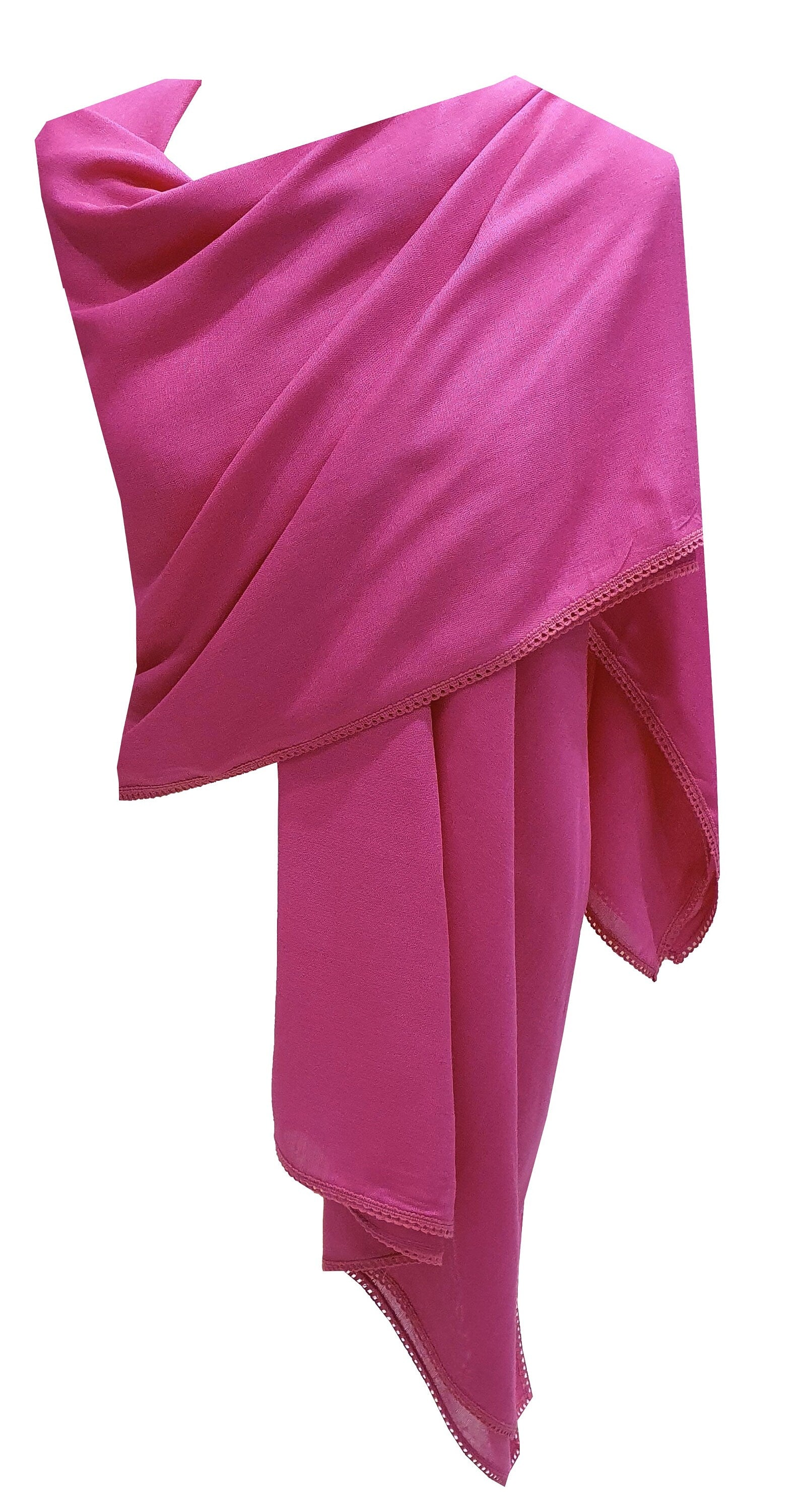 Extra Large Plain with Delicate Crochet Lace Border Scarf Scarves Wrap Shawl Warm Soft
