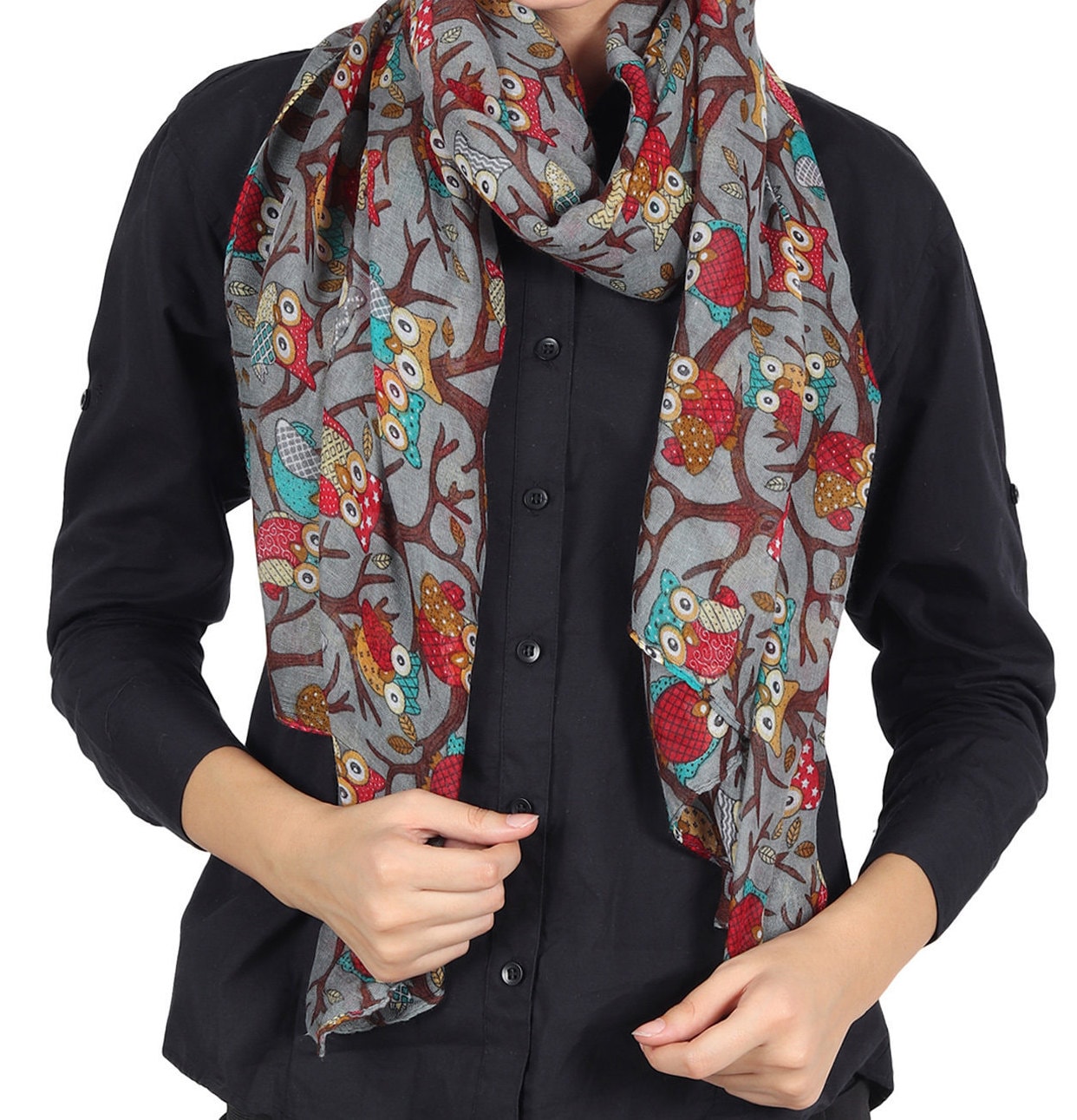 Lightweight Fashion Owl Print Scarf Patterns Women Ladies Girls Scarves Shawl Ideal Gift